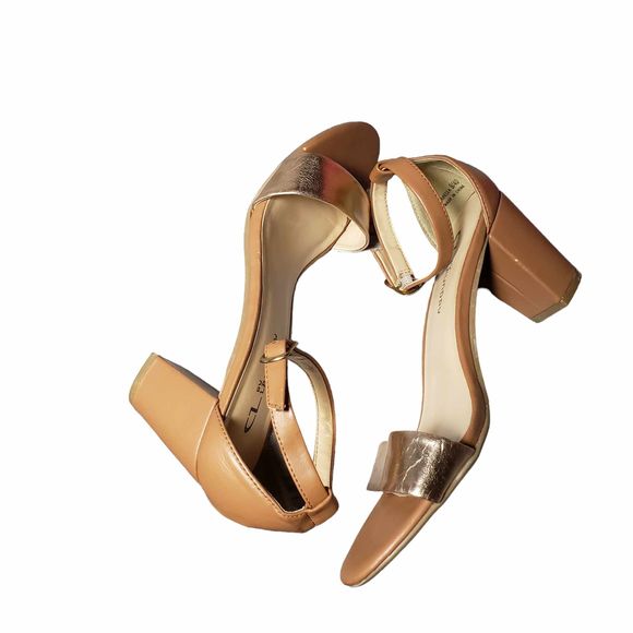 CL by Laundry size 9 Rose Gold & Brown Open Toe Heels AS IS NO BOX - Picture 2 of 10